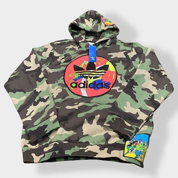 Adidas Originals x Jeremy Scott Mens size Medium Camouflage Hoodie H53373 NWT - Picture 1 of 11